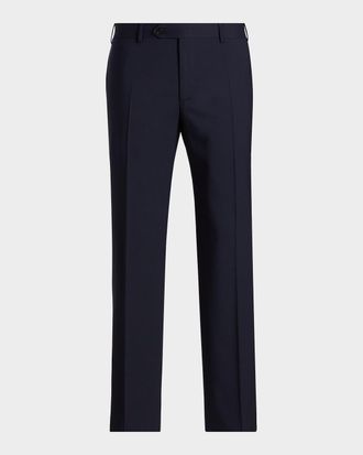 Canali Men & apos;s Wool Stretch Straight-Leg Trousers