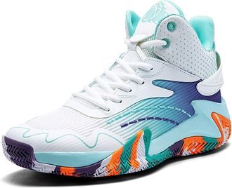 Generic Unisex Basketball Shoes Anti Slip Wear-Resistant Shock-Absorbing Rebound Outdoor Indoor Sports Training Boots Walking Shoes(White,5.5 UK)