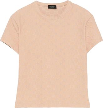 Gucci Beige Crew Neck textured T-Shirt