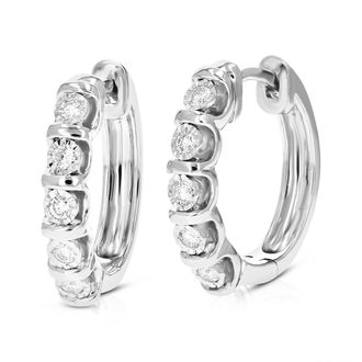 Vir Jewels 1/4 cttw Lab Grown Diamond Hoops Earrings in Sterling Silver With Hidden Post For Women