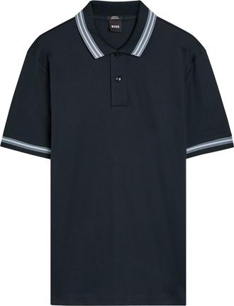 BOSS Boss Striped Trims Cotton Polo Shirt - Navy - Xxl