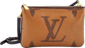 Louis Vuitton Brown Reverse Monogram Giant Double Zip Pochette (Authentic Pre- Loved)