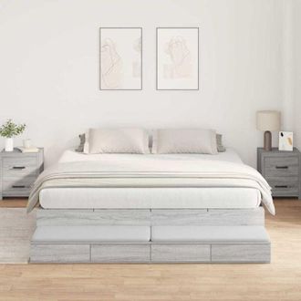 vidaXL Vidaxl - Cama Con Almacenamiento Gris Sonoma 236.5 X 200 X 31.5 Cm