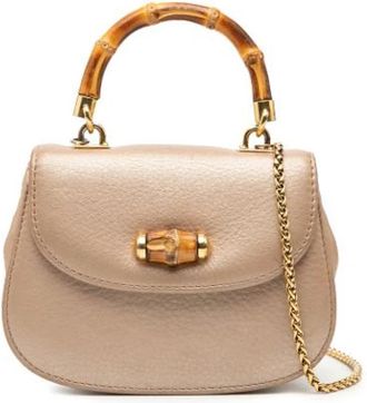 Gucci Pre-owned Leather Handbag - Dames - Vintage Handtas - Bruin - ONE Size - Leer - Vintage