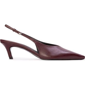 Black Suede Studio Lou 50 Slingback Pump in Bordeaux Leather at Nordstrom, Size 39 Eu
