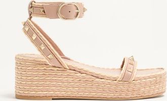 Valentino Garavani Sandalo Flatform Rockstud In Vitello 45mm Donna ROSE CANNELLE 35