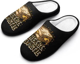 Generic Cheese Toastie Slippers Men Winter Warm Cotton Anti-Slip Indoor Slip-Ons House Shoes