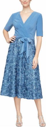 Alex Evenings Tea Length Dress In Brush Peri