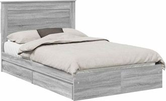 vidaXL Storage Bed Grey Sonoma 135 x 190 cm Engineered Wood vidaXL