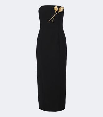 Carolina Herrera Embellished wool-blend bustier dress