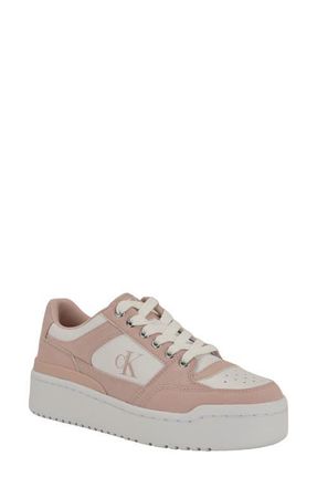 Calvin Klein Alondra Platform Sneaker in Light Pink Denim/White at Nordstrom, Size 8.5