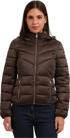 Yes-Zee YES Zee, Jassen, Dames, Bruin, S, Leer, Gewatteerde jas met capuchon