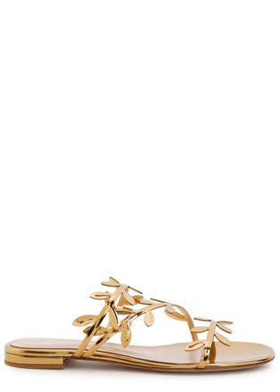 Gianvito Rossi Flavia Leaf Metallic Leather Sandals - Gold - 36 (IT36/ UK3)