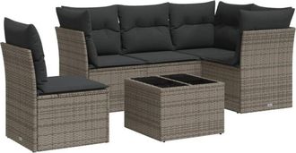 vidaXL Vidaxl - Set De Muebles De Jard&iacute;n 6 Pzas Y Cojines Rat&aacute;n Sint&eacute;tico Gris