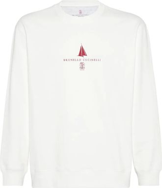 Brunello Cucinelli Felpa con stampa logo - Bianco