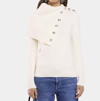 Paco Rabanne Wool Turtleneck Sweater In Off White