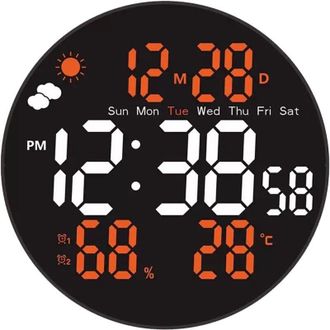 OEM Reloj De Pared Digital De 8 Pulgadas Con Cambio De Color Rgb, Control Remoto, Brillo Autom&aacute;tico, Indicador De Temperatura Y Modo Fin De Semana Para El