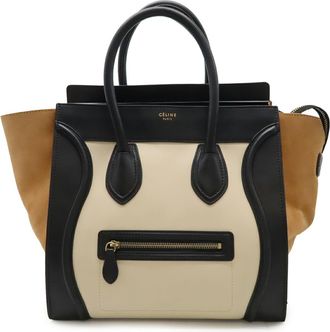 Celine Beige Brown Black Brown Leather Handbag Tote Bag (Pre-Owned)