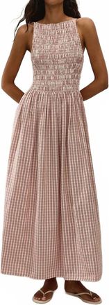 Faithfull The Brand Laia Midi Dress In Paloma Check Cinnamon White