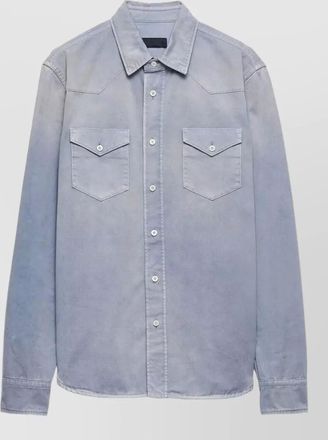 Prada gabardine shirt button collar chest pockets