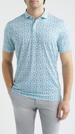 Johnnie-O Charmer Floral Performance Jersey Polo in Sound Side at Nordstrom, Size Xx-Large