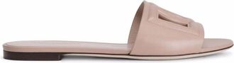 Dolce & Gabbana Platte Nude Logo Relief Sandaal - Dames - Sandalen - Roze - 37 EU - Schoenen