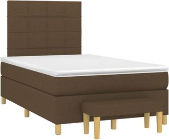 vidaXL Cama Box Spring Con Colch&oacute;n Tela Marr&oacute;n Oscuro 120x200 Cm Vidaxl