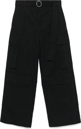Jil Sander Broek met riem en zakken - Heren - Wijde Broeken - Zwart - L - Broeken