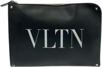 Valentino Pre-owned Clutches, male, Black, Size: ONE SIZE Pre-owned Leather Shoulder Bag