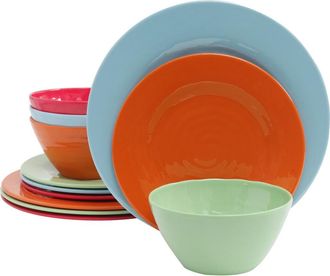 Gibson Home Brist 12 Piece Melamine Dinnerware Set in Blue at Nordstrom
