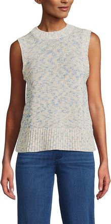Lands End Cotton Tweed Textured Crewneck Vest Sweater in Ivory Rainbow Space Dye at Nordstrom, Size X-Large