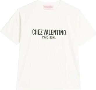 Valentino Logo Print Crew Neck T-shirt - Heren - T-shirts - Beige - M - Tops