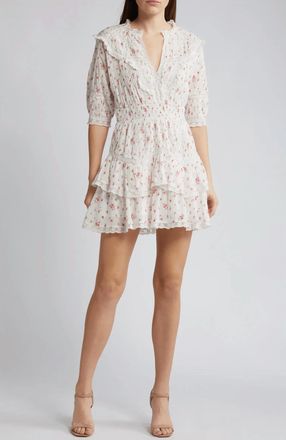 LoveShackFancy Clovis Mini Dress In Carmine Roses