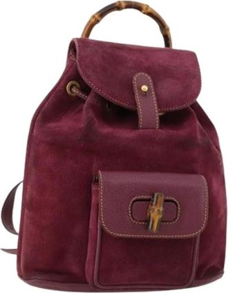 Gucci Pre-owned Backpacks, female, Purple, Size: ONE SIZE Pre-owned Vintage Suede Backpack