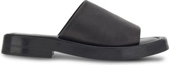 Ferragamo Zwarte Leren Crossover Sandalen - Heren - Sandalen - Zwart - 39 EU - Schoenen