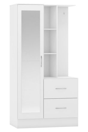 Seconique Nevada Mirrored Open Shelf Wardrobe in White