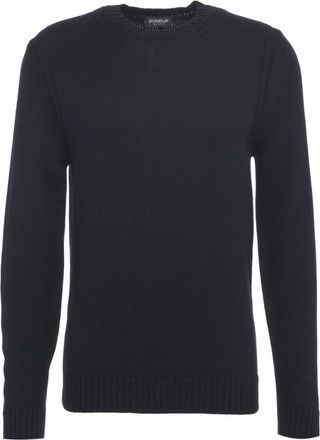 Dondup Klassieke Gebreide Trui in Blauw - Heren - Ronde hals truien - Blauw - XL - Wol - Truien & Vesten