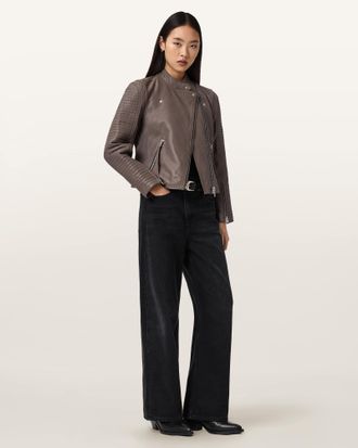 AllSaints Leather Raul Leather Biker Jacket, Size: UK 12/US 8