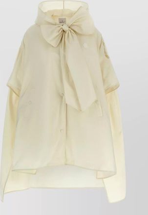 Moncler hooded cape taffeta design bow detail