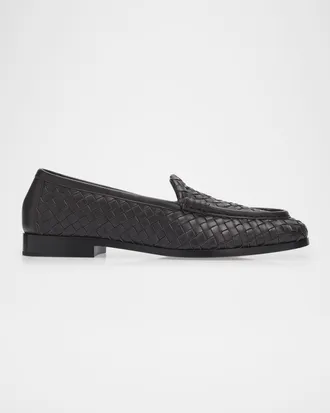 Bottega Veneta Silenzio Intrecciato Leather Loafers