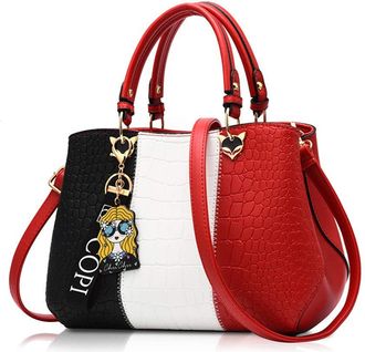 Nicole & Doris Fashion Women Handbags Tote Bag for Ladies Shoulder Bag Crossbody Bag Messenger Bag PU Leather Classic Design Wine red 2