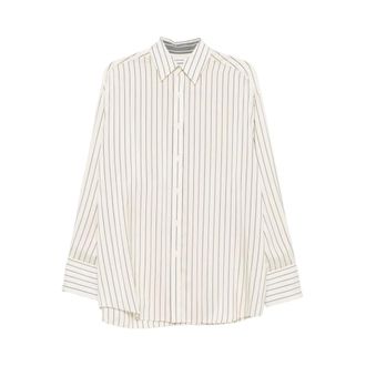 Carven Shirts, female, Gray, Size: 2XS Striped Silk Shirt