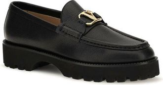 Valentino Garavani Womens Black Calf Leather Bos Taurus Platform Loafers