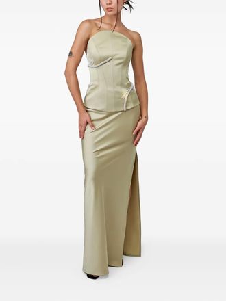 Nafsika Skourti crystal-embellished strapless gown - women - Fabric - 10 - Neutrals