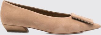 Roger Vivier Suede Ballet Flats with Iconic Plaque and Almond Toe