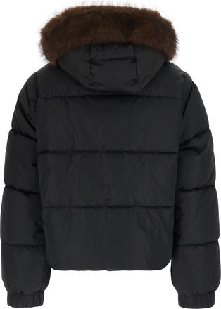 Pinko Womens Padded Jacket With Hood, Brown Polyester Puffer