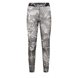 Philipp Plein Broeken, Dames, Zwart, M, Tule, Tulle Leggings Butterfly Tattoo
