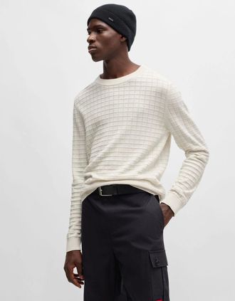 HUGO BOSS Mens Scoult Crewneck Sweater - Cream - Size: 40