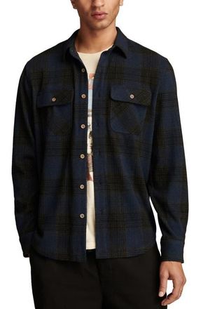 Lucky Brand Brushed Jersey Button-Up Shirt in Blue/Grey Multi at Nordstrom, Size X-Large
