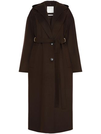 Sportmax Long Wool Coat with Belted Waist and Wide Collar